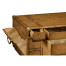 Travel trunk style coffee table with storage and brown leather
