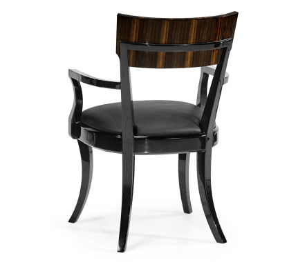Art Deco Macassar Ebony High Lustre Dining Arm Chair