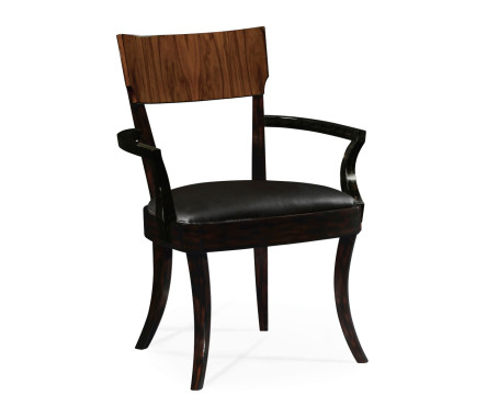 Art Deco Satin Rosewood Dining Arm Chair