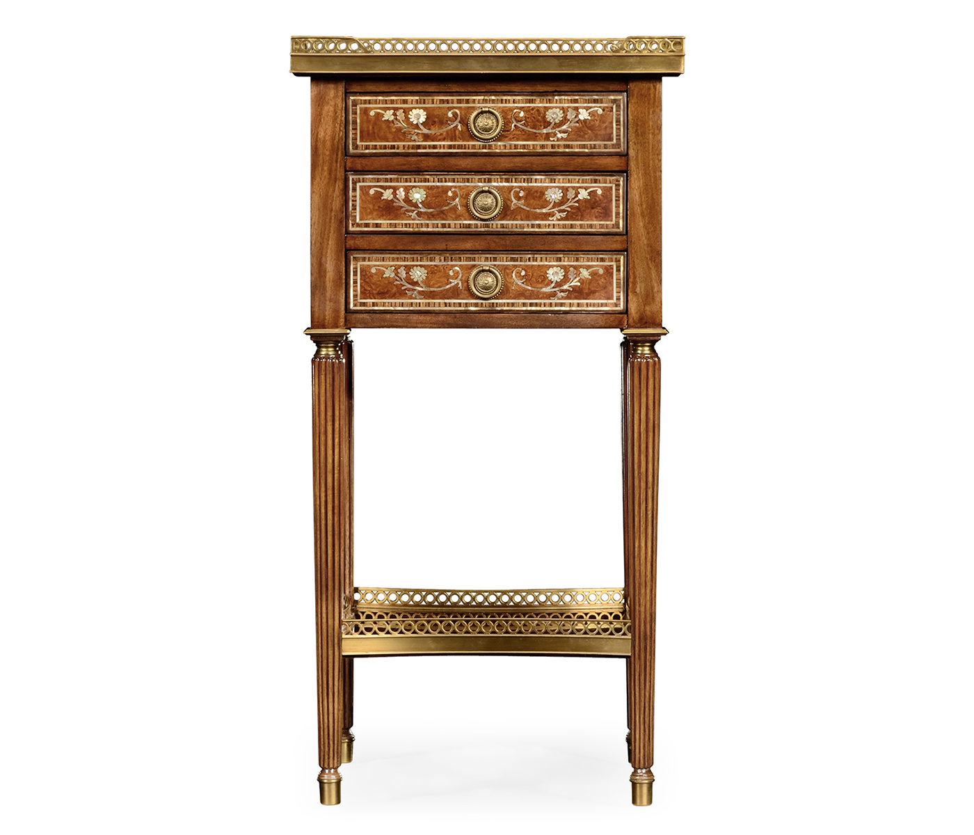 Burl and mother of pearl inlaid lamp table