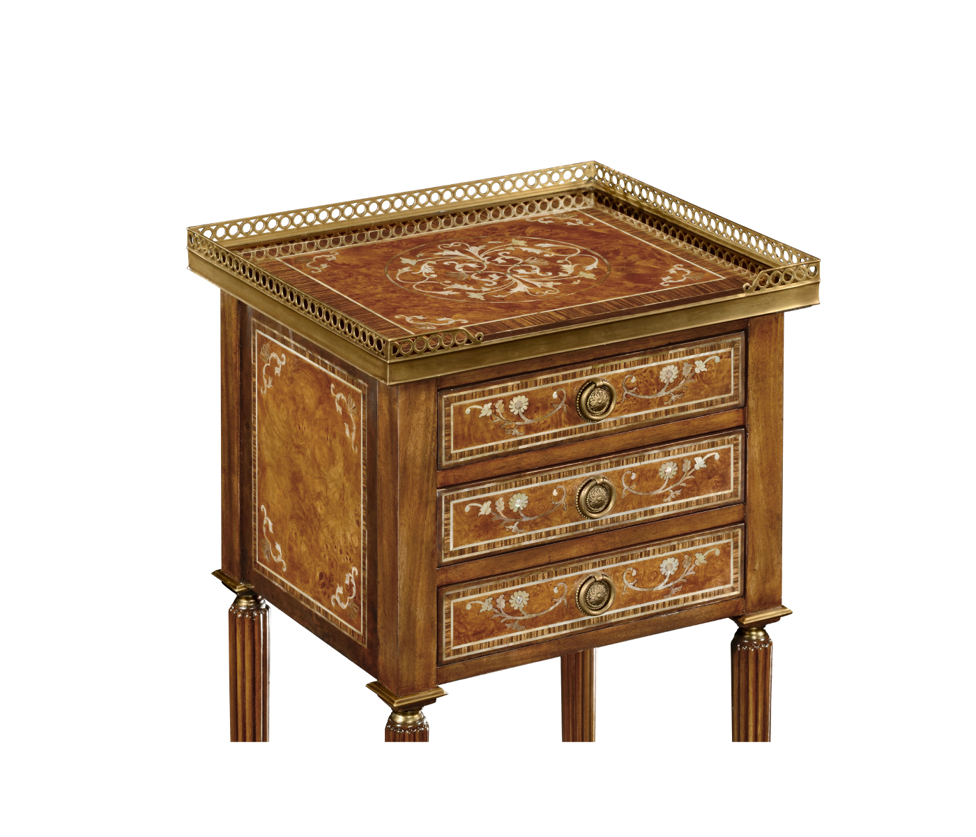 Burl and mother of pearl inlaid lamp table