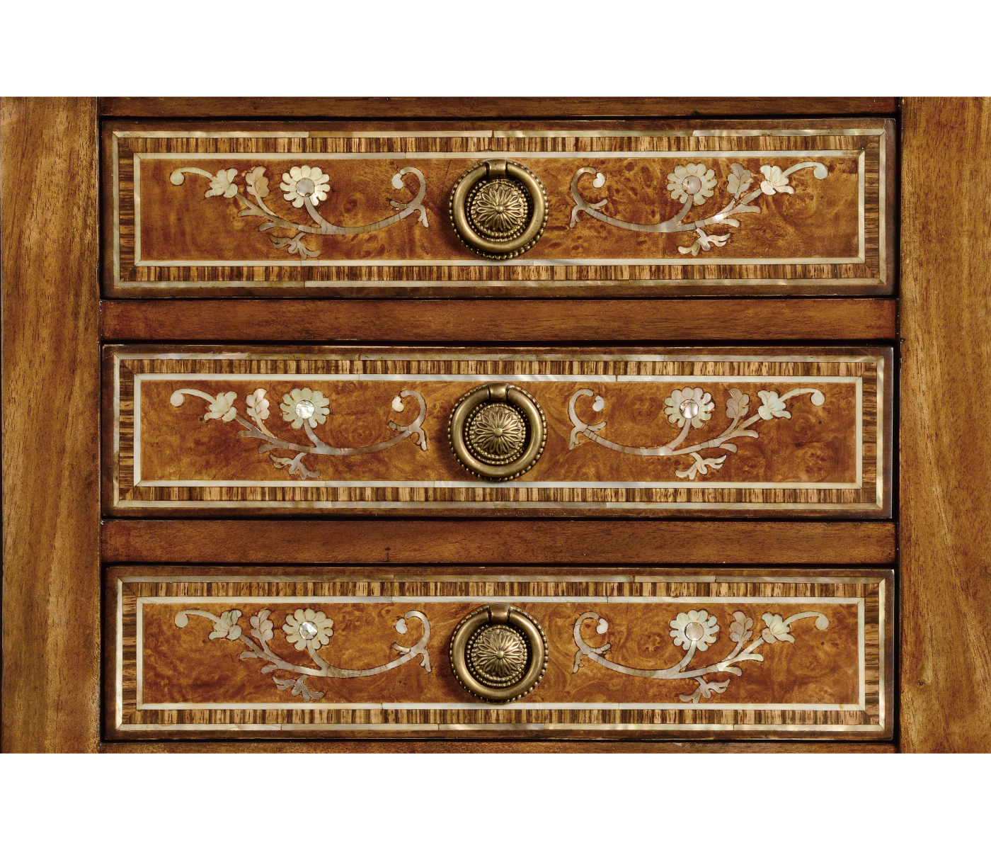 Burl and mother of pearl inlaid lamp table