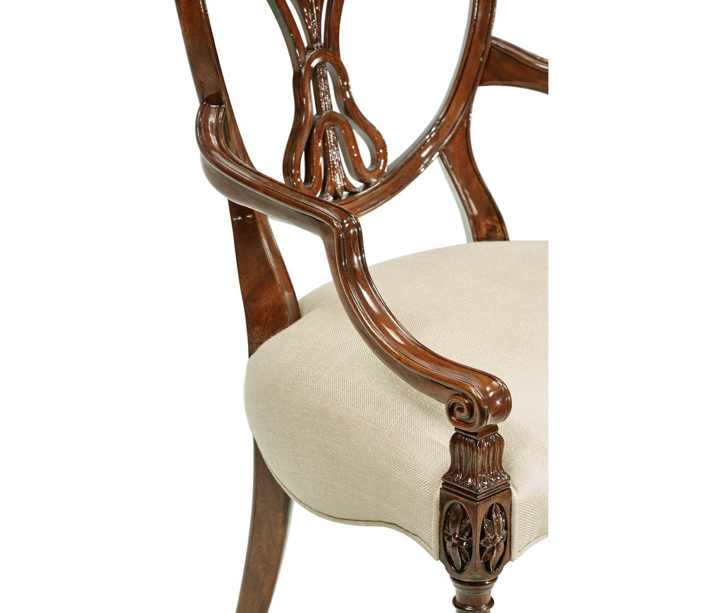 Sheraton Dining Arm Chair with Shield Back in Mahogany High Gloss