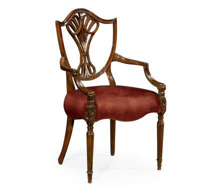 Sheraton Arm Chair with Shield Back in Mahogany High Gloss & Mop Details