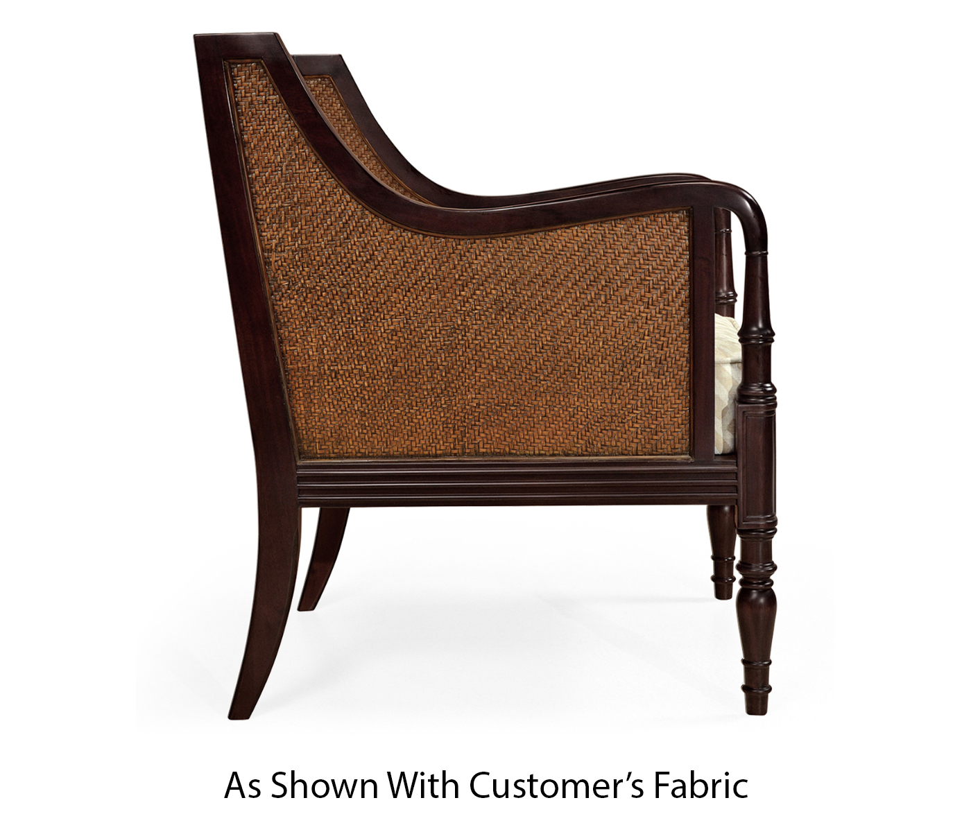 Bergere Brown Rattan Matte Sides & Back Occasional Chair
