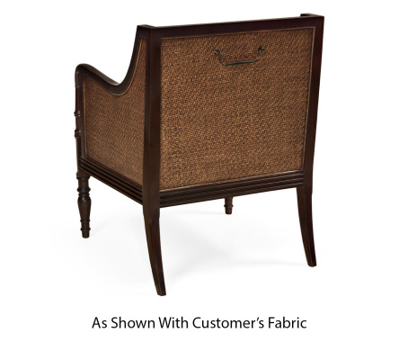 Bergere Brown Rattan Matte Sides & Back Occasional Chair