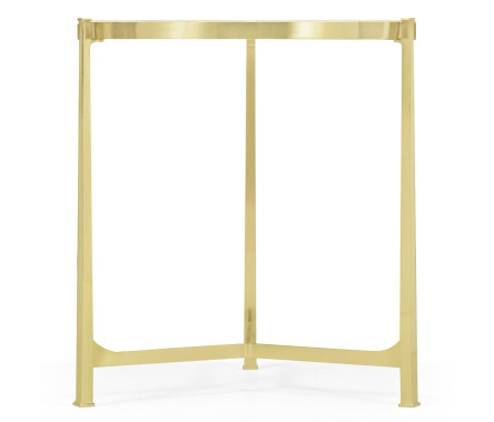 Large Solid Brass & Green Onyx Top Round Lamp Table