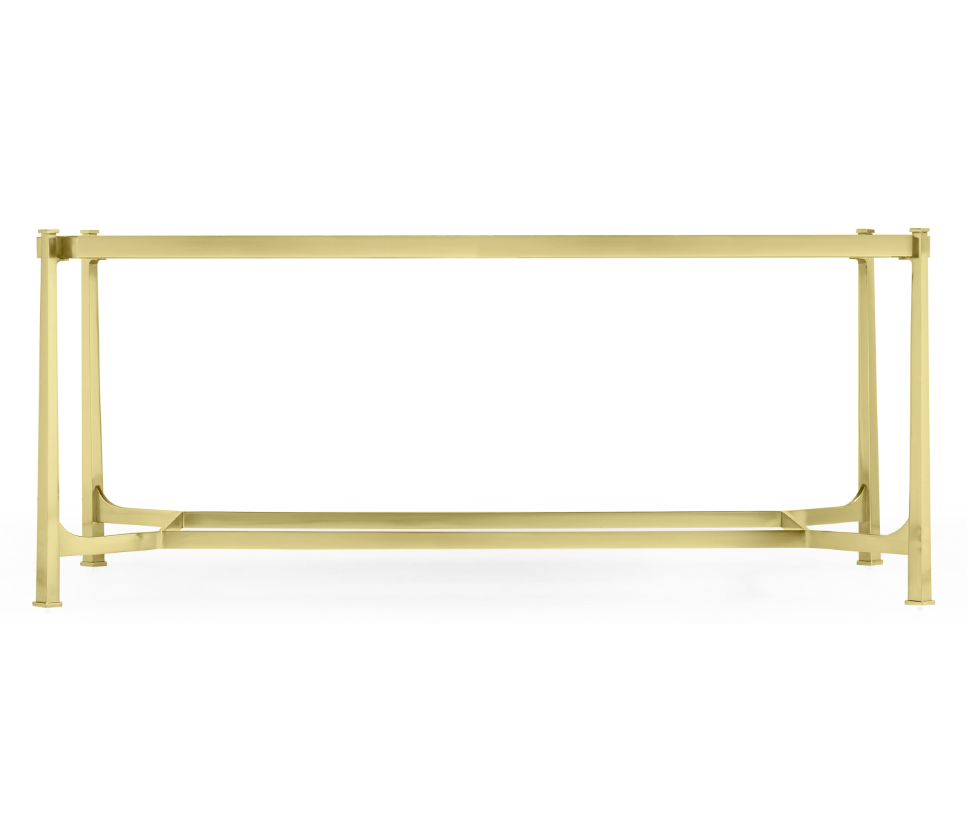 Rectangular Solid Brass & Red Brazil Marble Top Coffee Table