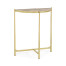 Small Solid Brass & Blanco Equador Marble Top Demilune Console Table