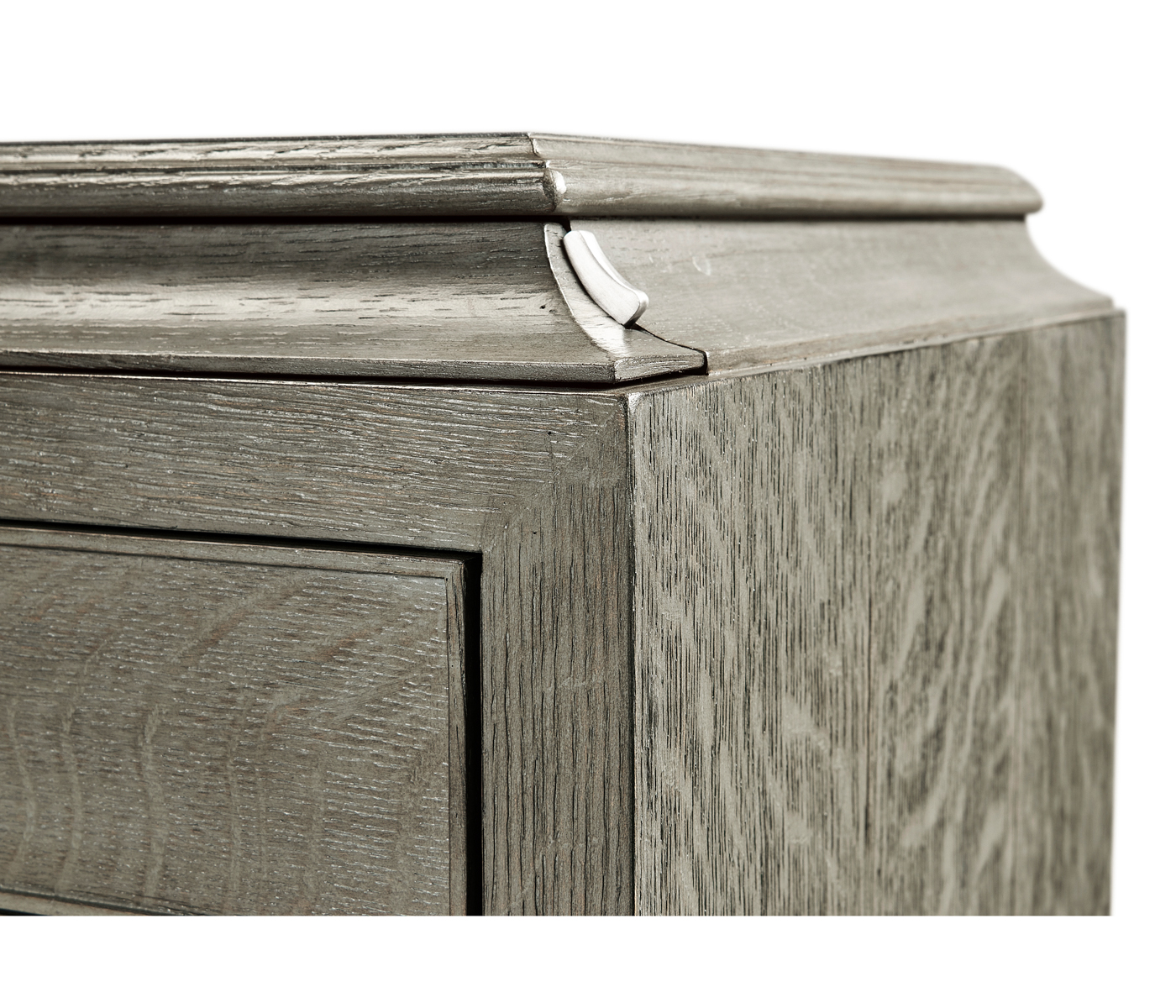 Small Pewter Oak Chest of Drawers