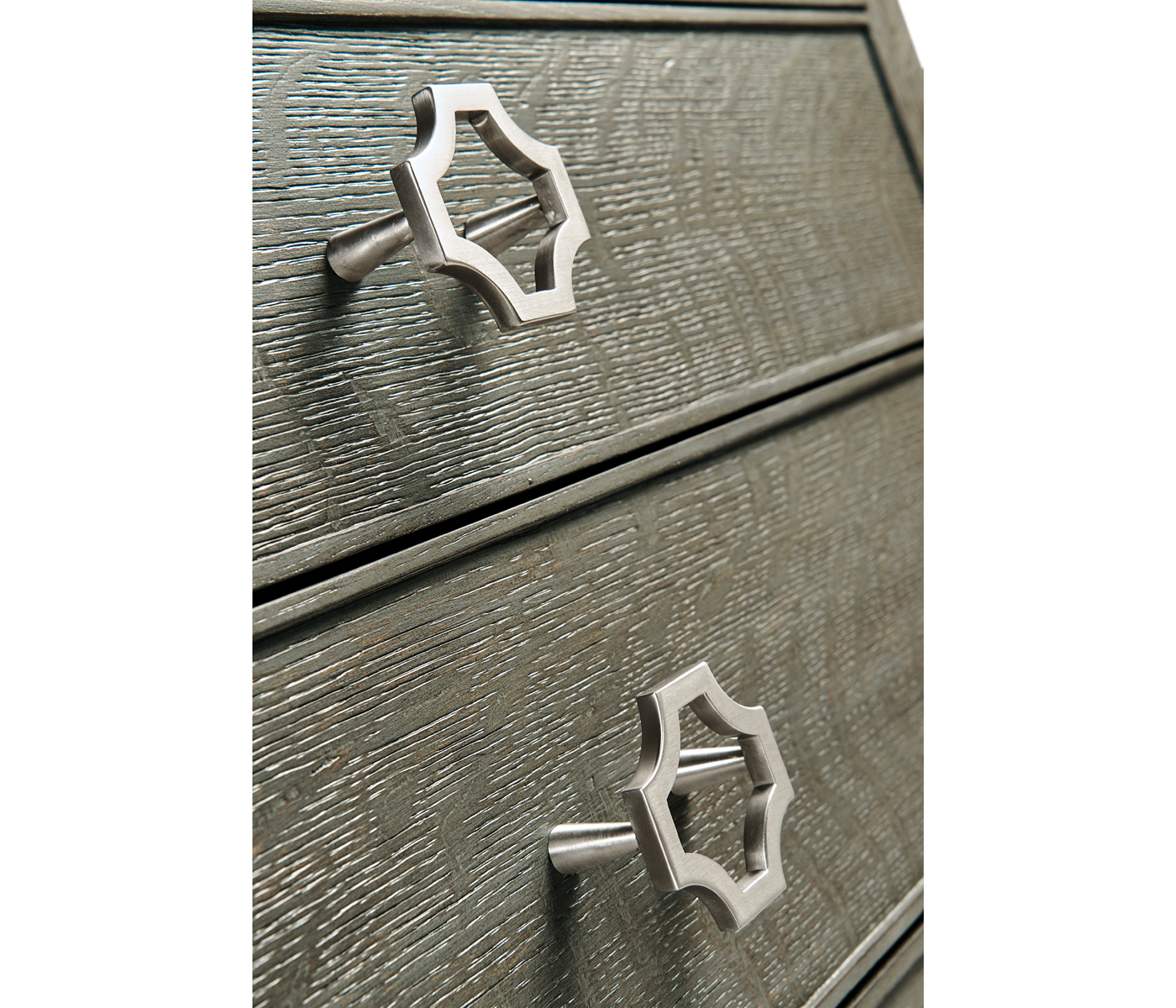 Small Pewter Oak Chest of Drawers