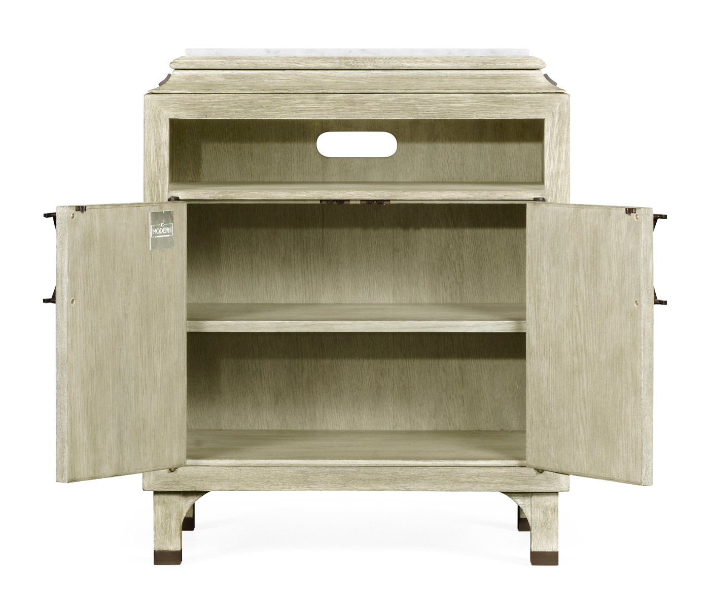 Greyed Oak Nightstand with Marble Top