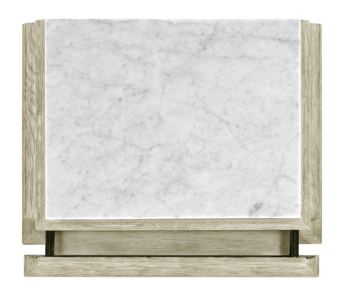 Greyed Oak Nightstand with Marble Top