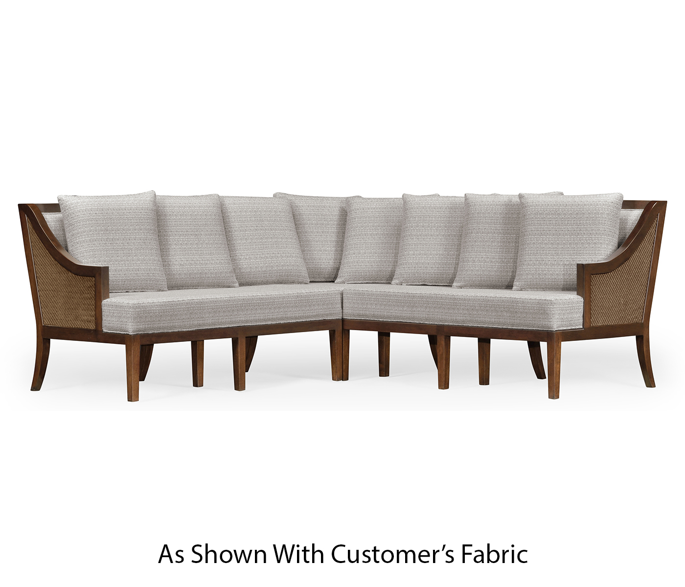 Tan Rattan Outdoor Corner Sofa, Upholstered in COM