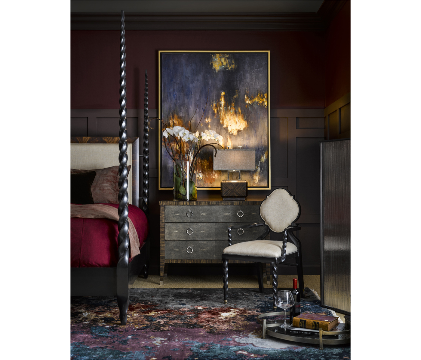 Tropical Walnut & Black Barleytwist Cali King Bed