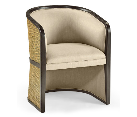 Dark Brown Ash & Woven Rattan Tub Chair