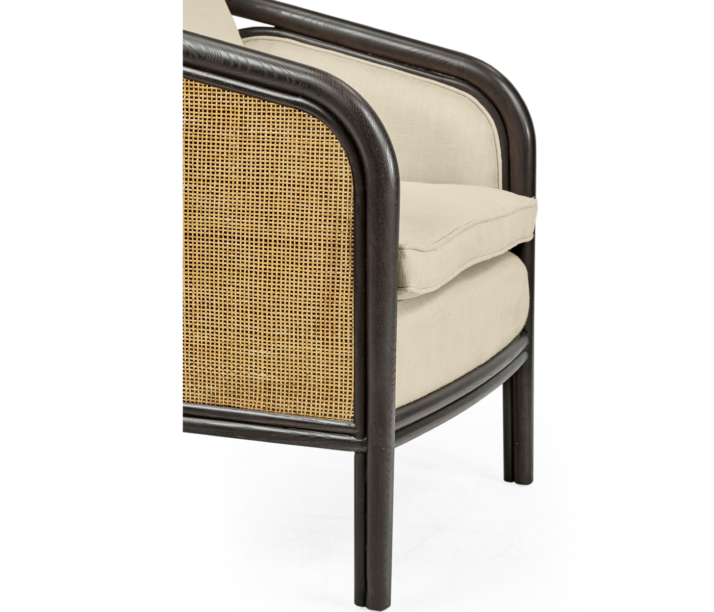Dark Brown Ash & Woven Rattan Occasional Chair