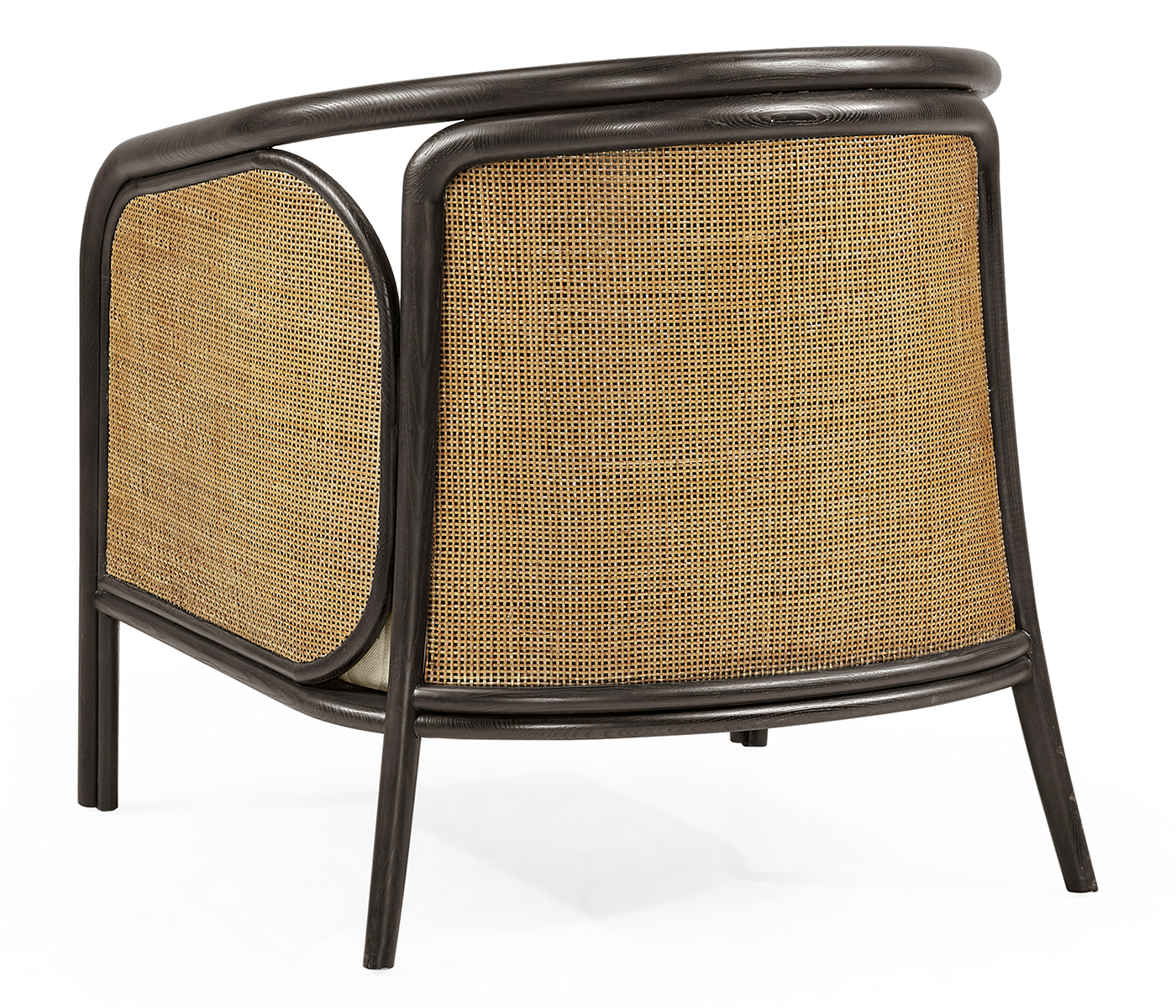 Dark Brown Ash & Woven Rattan Occasional Chair