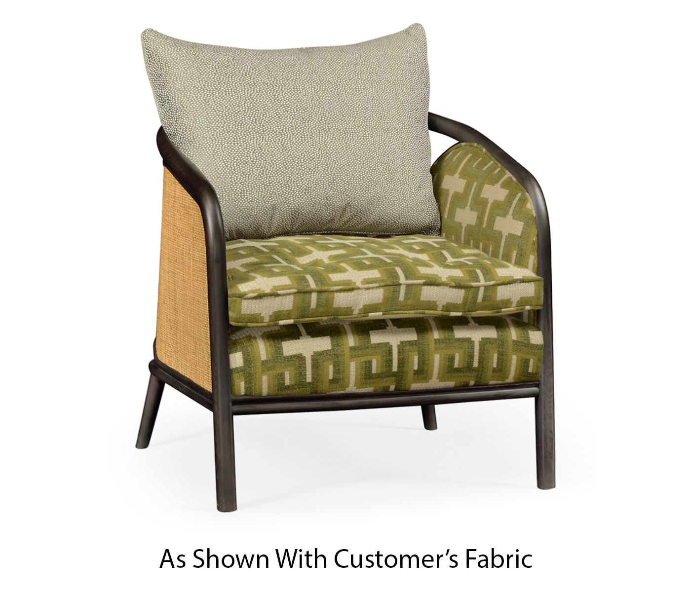 Dark Brown Ash & Woven Rattan Occasional Chair