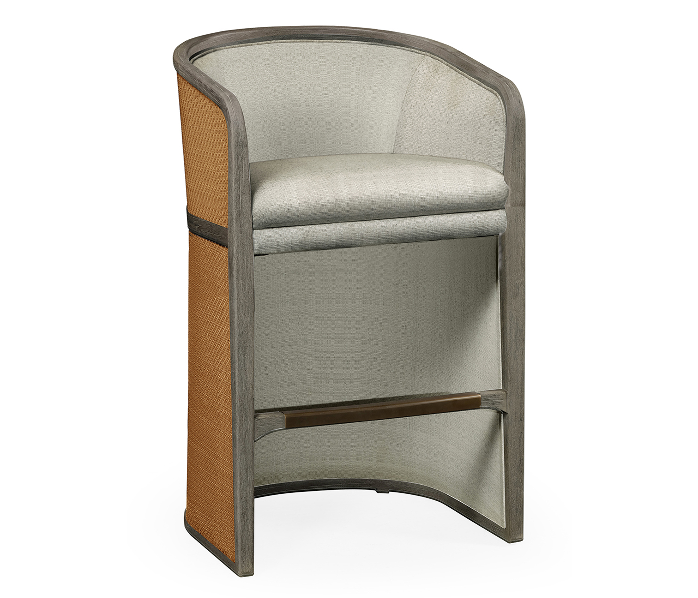 Grey & Tan Rattan Tub Bar Stool