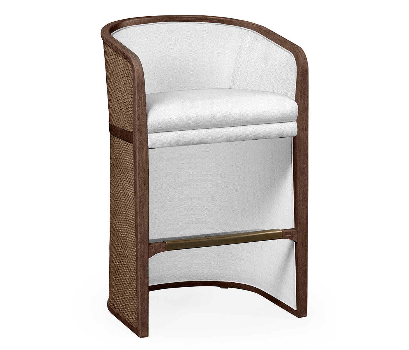 Walnut & Tan Rattan Tub Bar Stool