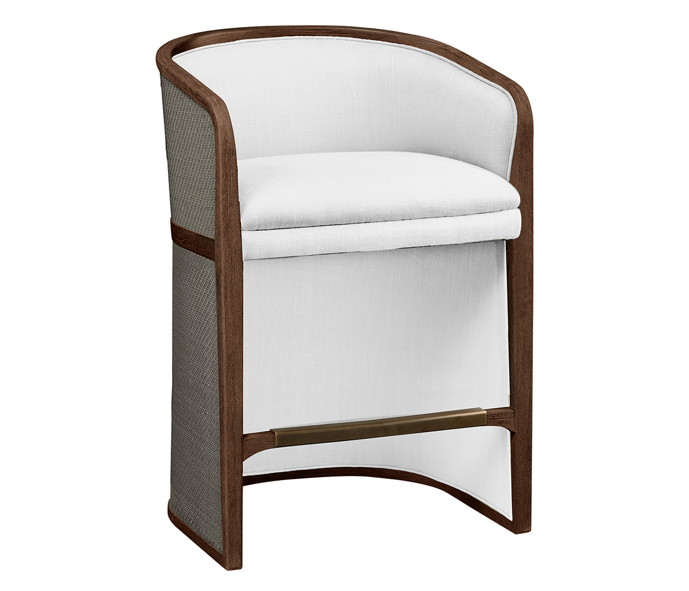 Walnut & Dark Grey Rattan Tub Counter Stool