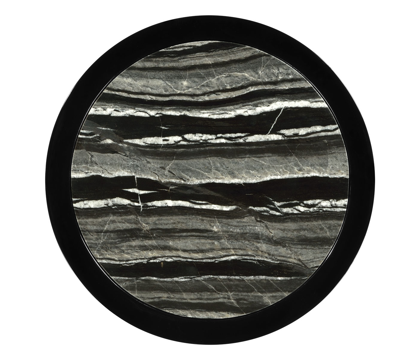 Small Black Gloss Side Table with Marble Top