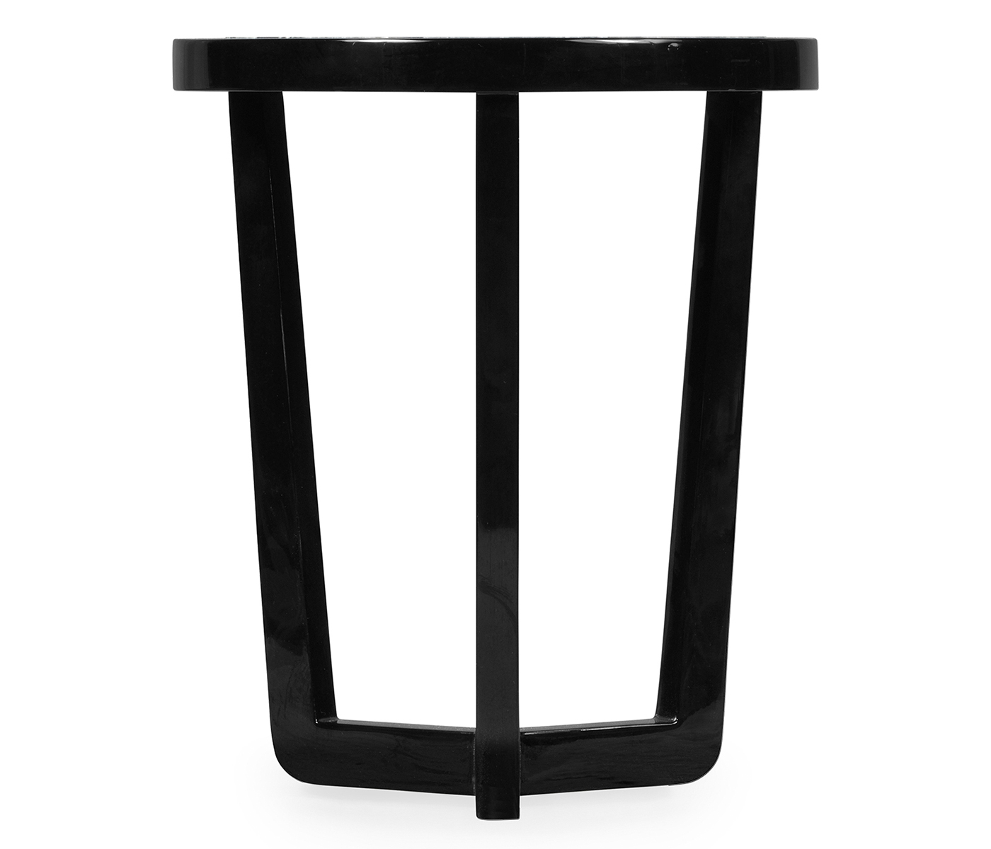 Small Black Gloss Side Table with Marble Top