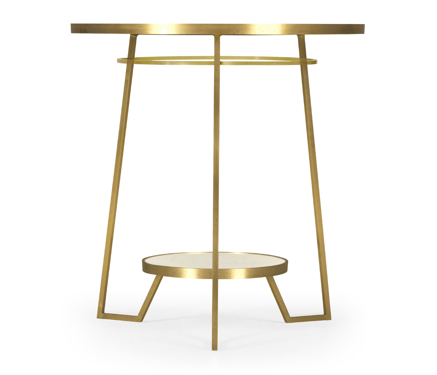 Round Ivory Crackle Ceramic Laquered Lamp Table