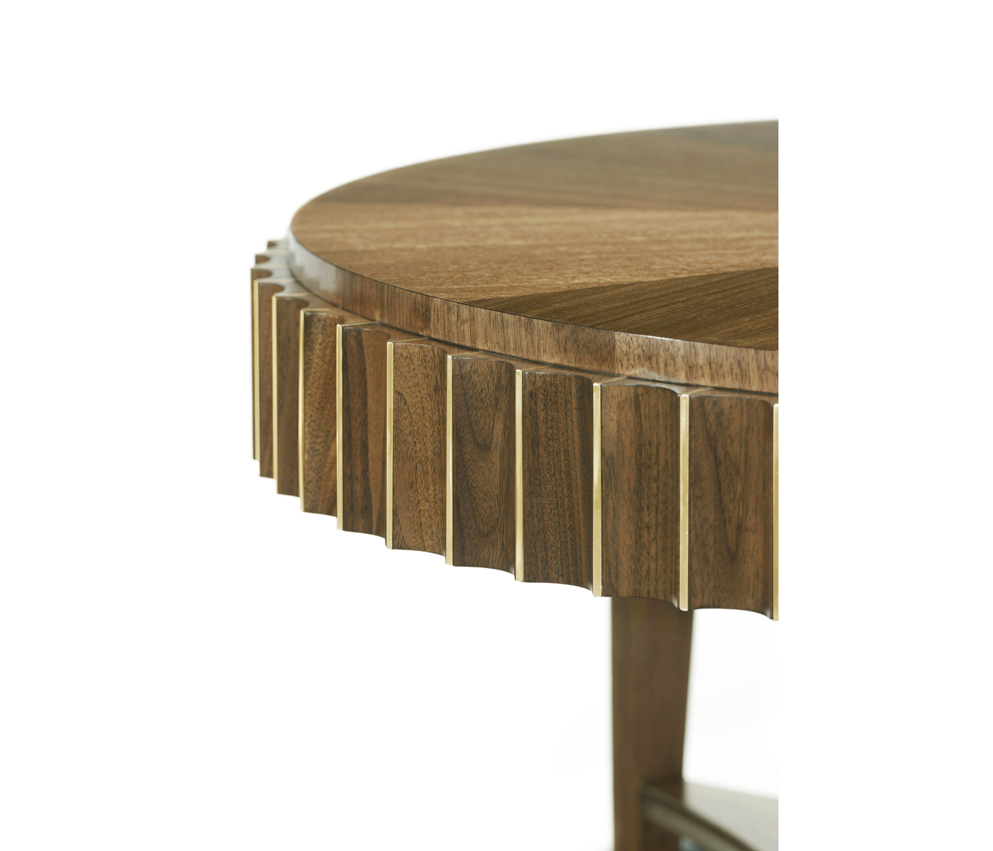 Round Autumn Walnut Reeded Coffee Table