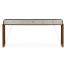 Campaign Style Dark Santos Rosewood & Grey Leather Console Table with Drawers