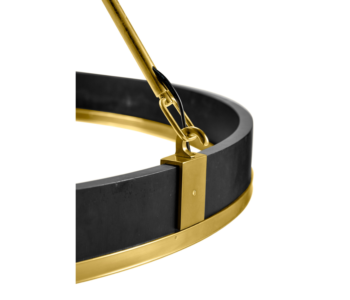 Round Contemporary Ebonised Oak & Brass Chandelier