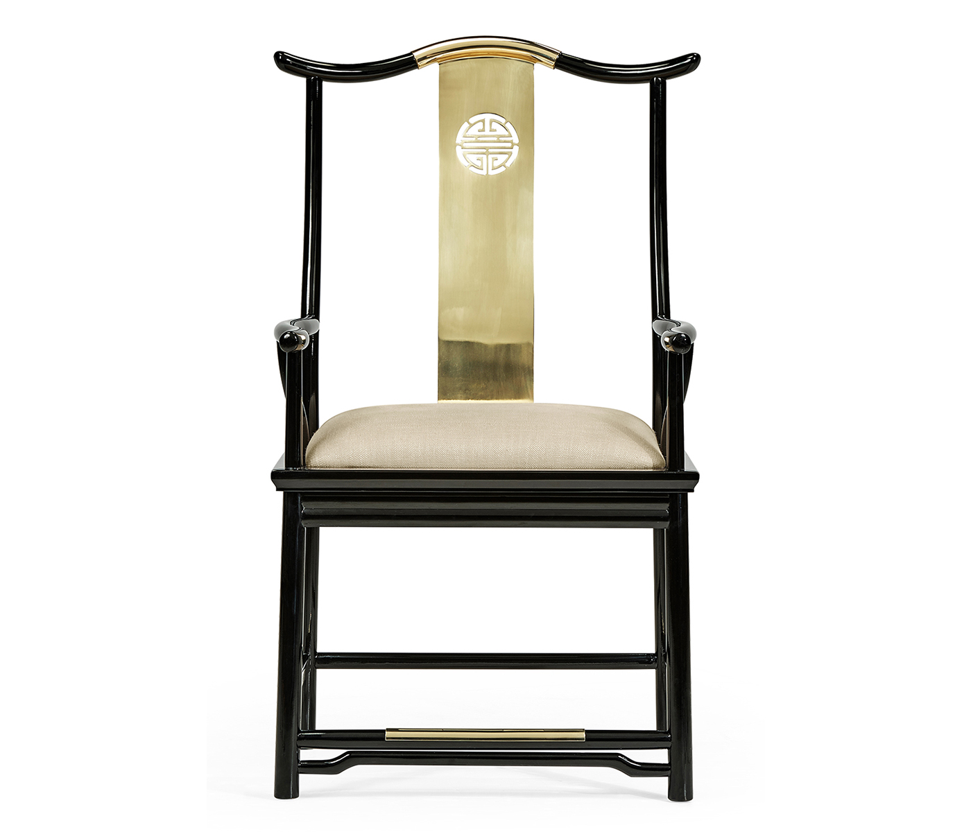 Fusion Black Gloss & Brass Dining Arm Chair