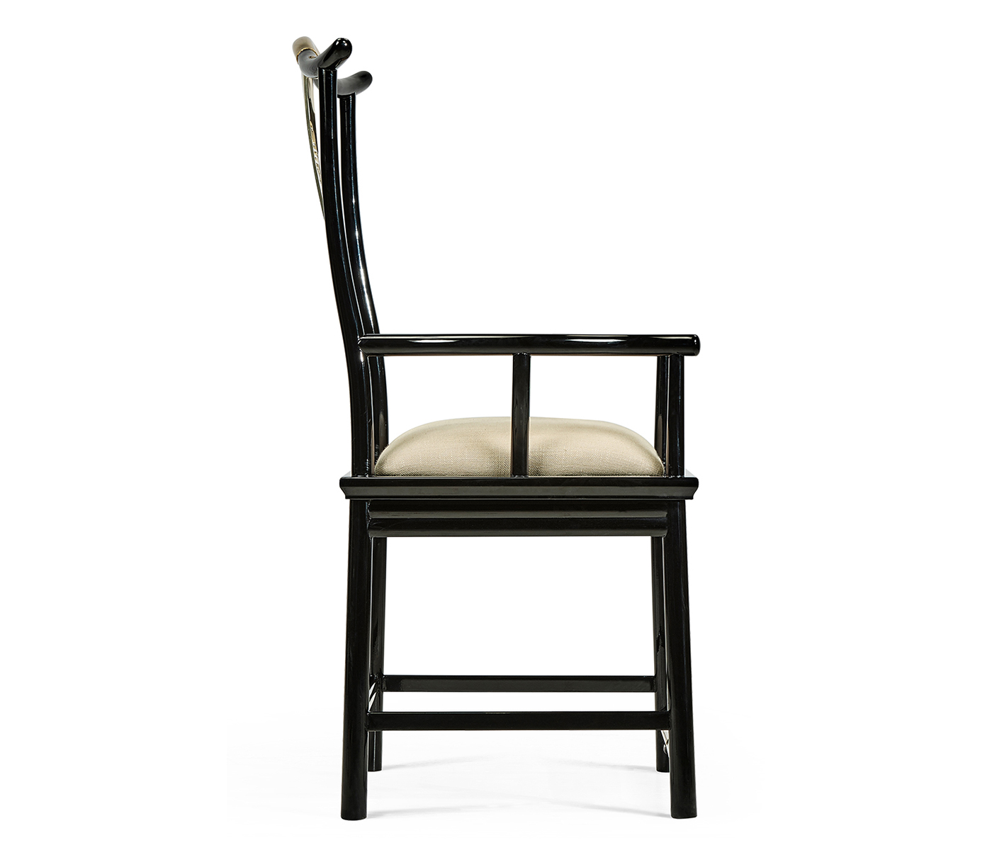 Fusion Black Gloss & Brass Dining Arm Chair