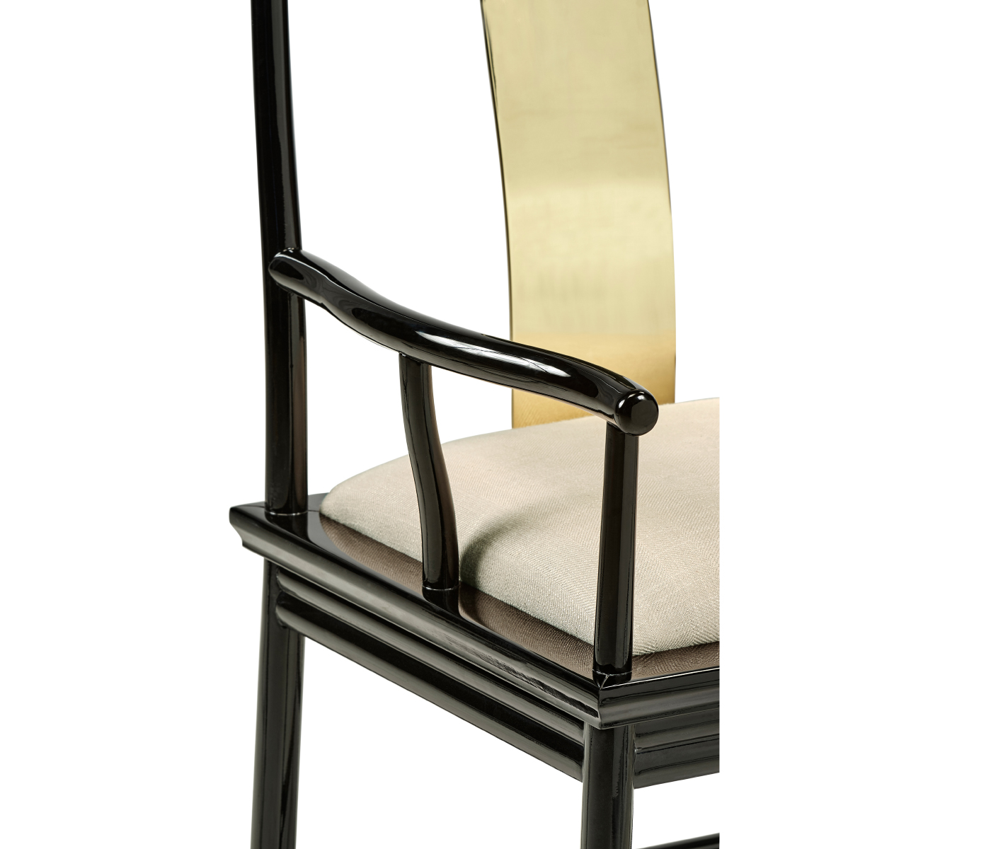 Fusion Black Gloss & Brass Dining Arm Chair