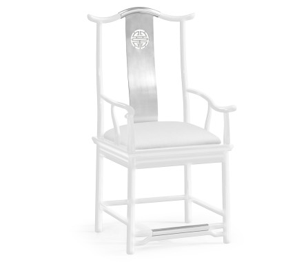 Fusion White Gloss & Stainless Steel Dining Arm Chair
