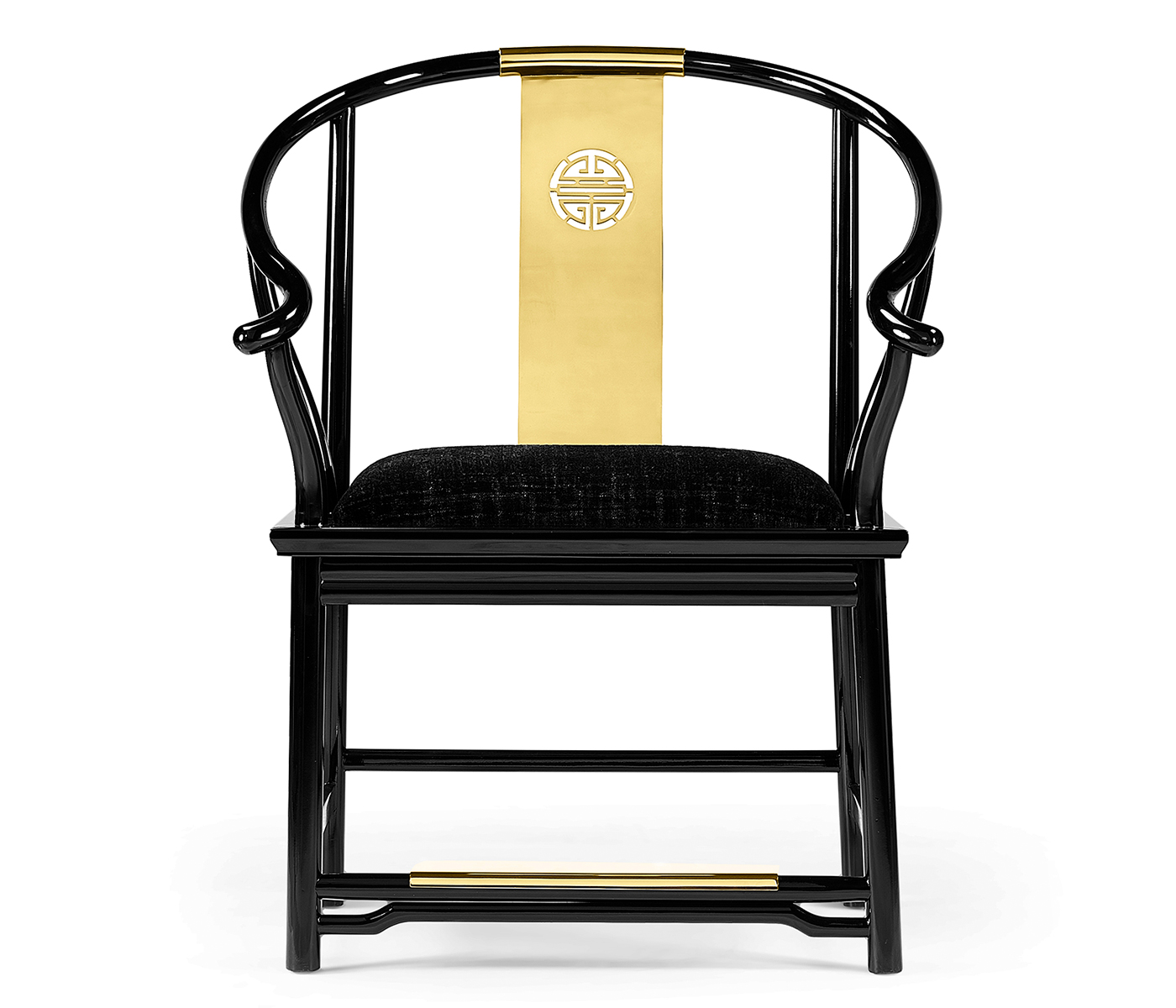 Fusion Rounded Black Gloss Dining Arm Chair