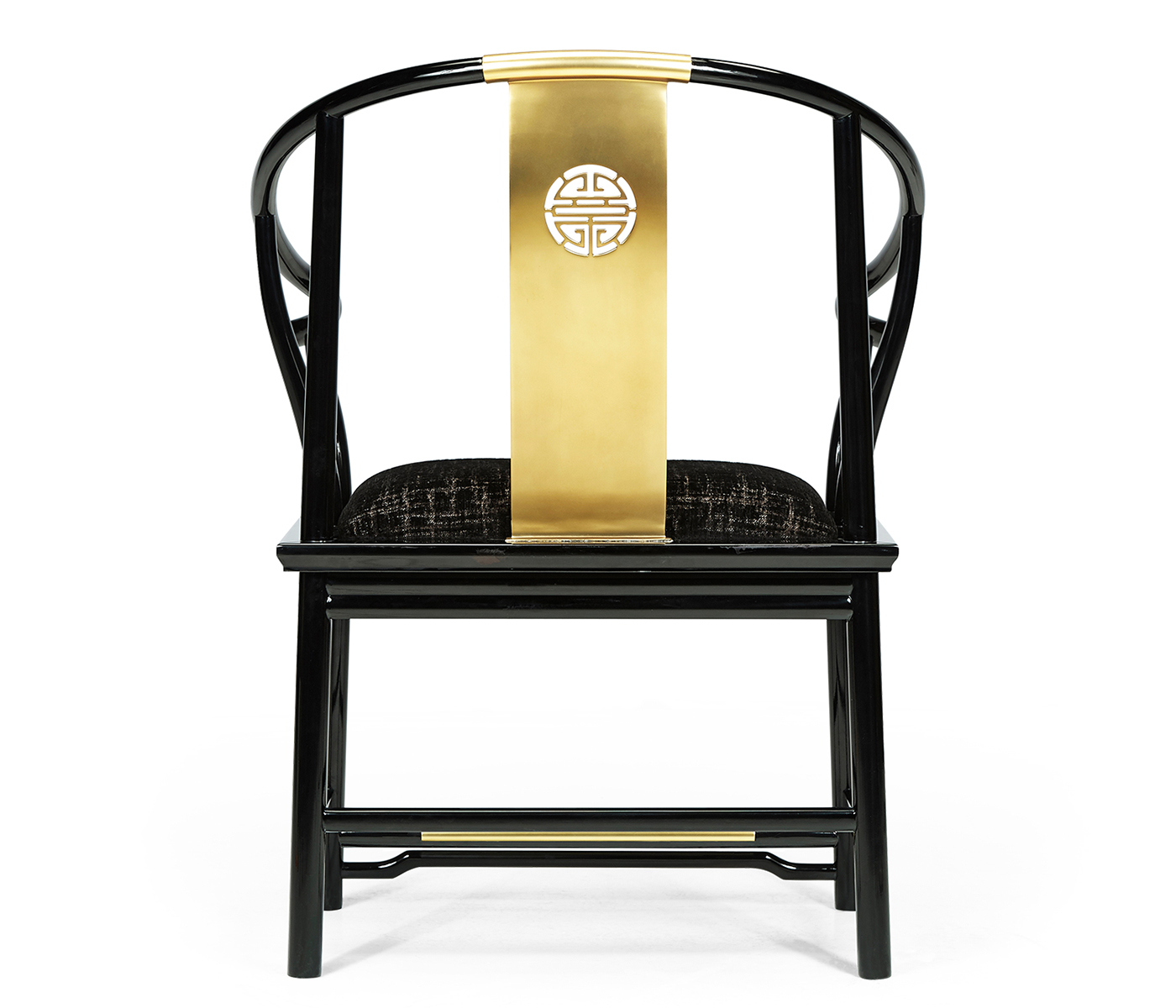 Fusion Rounded Black Gloss Dining Arm Chair