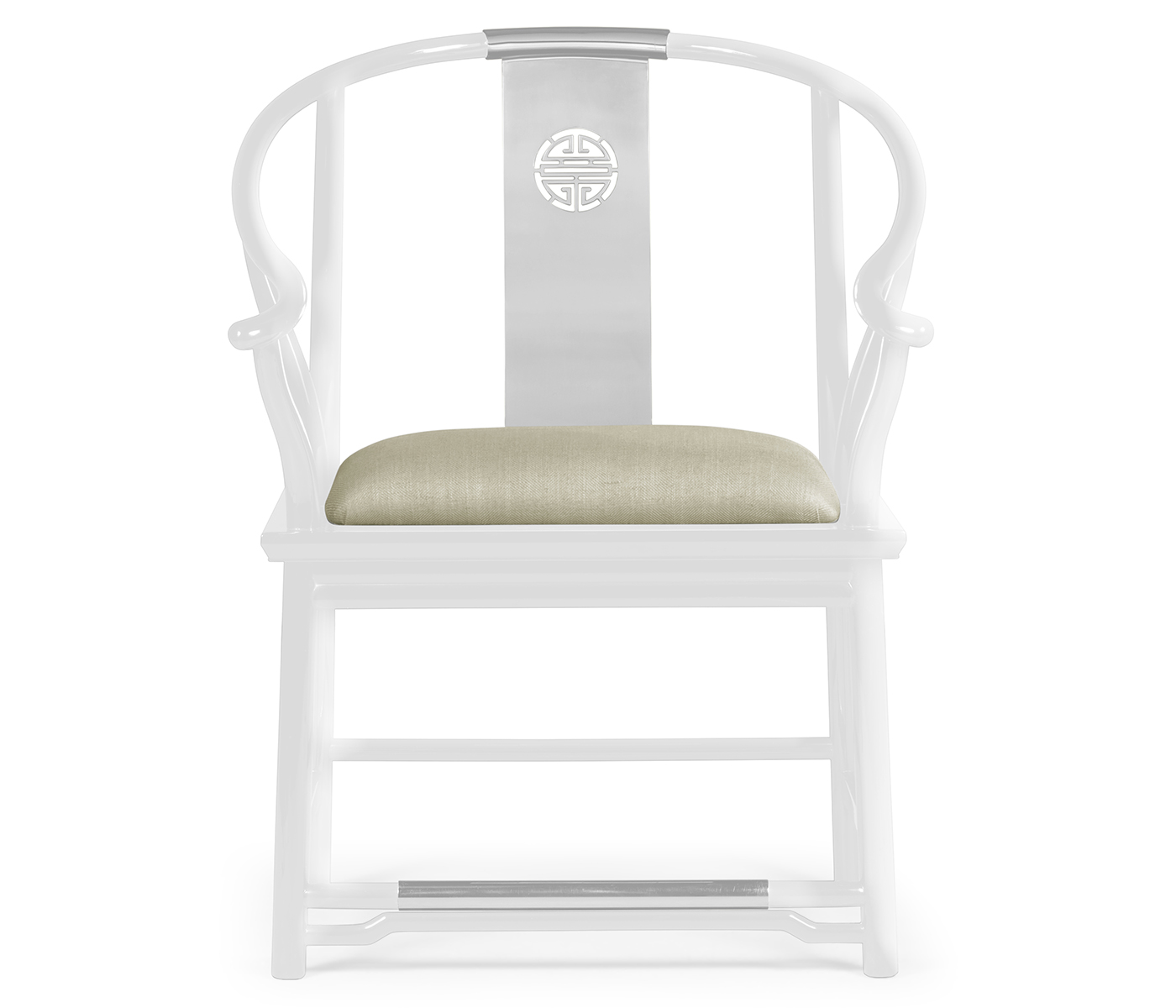 Fusion Rounded White Gloss & Stainless Steel Dining Arm Chair