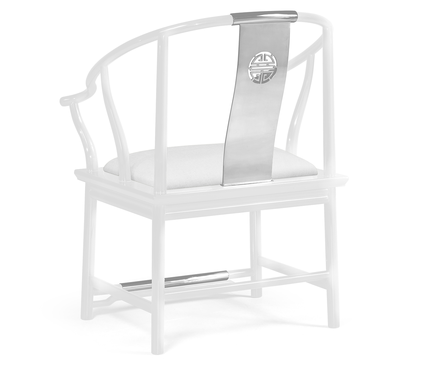 Fusion Rounded White Gloss & Stainless Steel Dining Arm Chair
