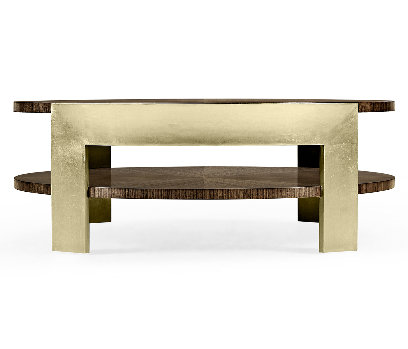 Gatsby Contemporary Round Dark Grey Walnut & Champagne Silver-leaf Coffee Table