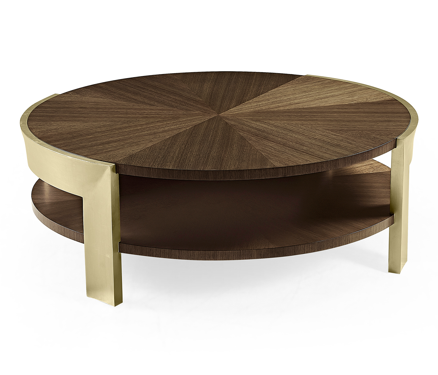 Gatsby Contemporary Round Dark Grey Walnut & Champagne Silver-leaf Coffee Table