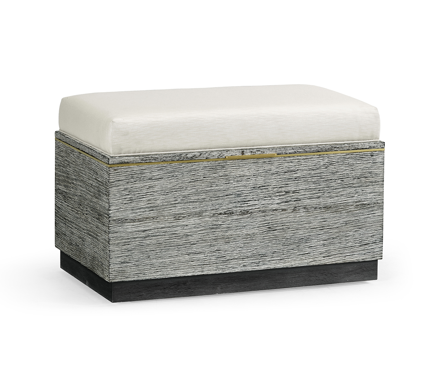 Geometric Dark French Oak Stool with Inside Storage on Wheels