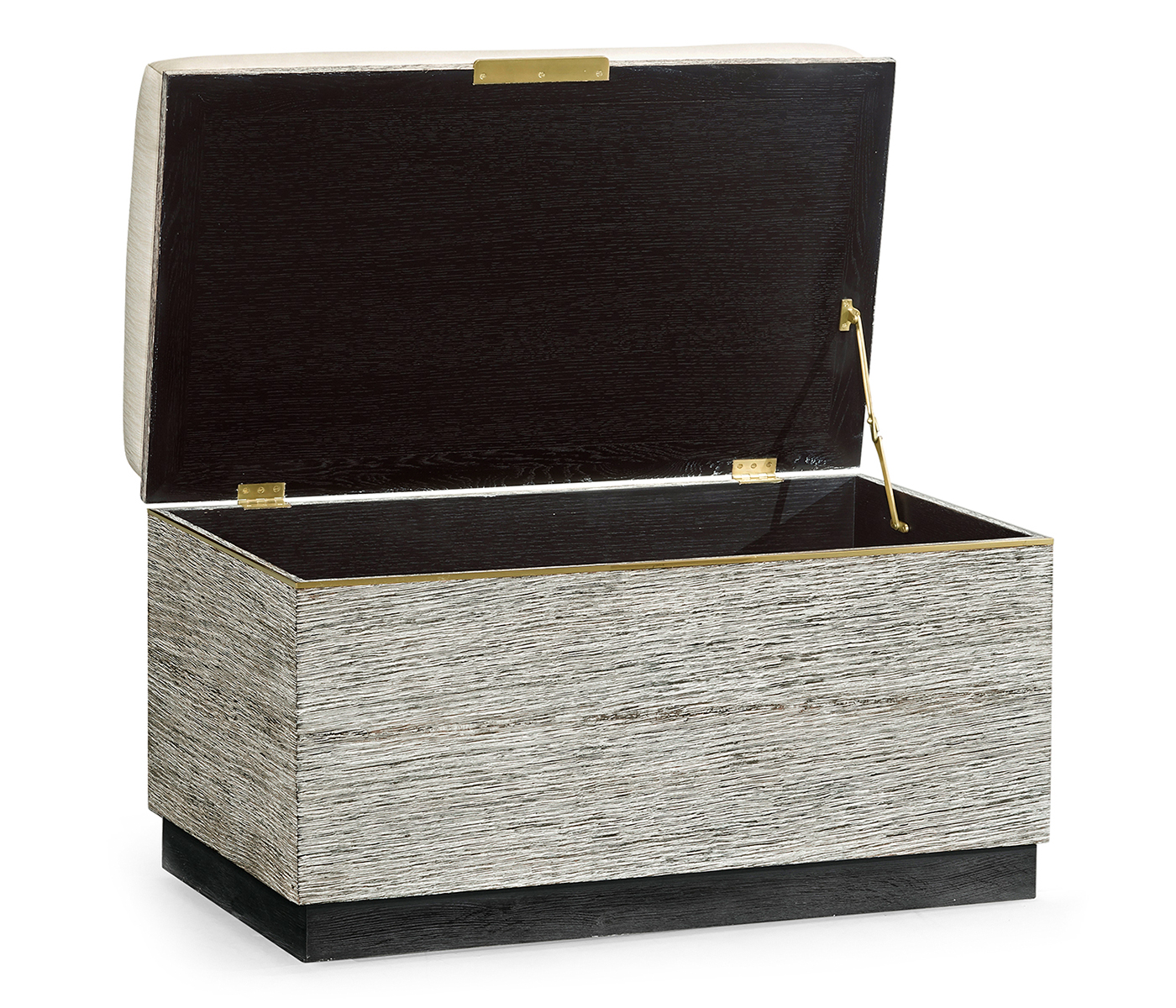 Geometric Light French Oak Stool with Inside Storage on Wheels