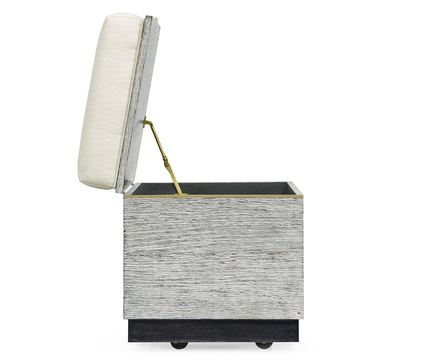 Geometric Light French Oak Stool with Inside Storage on Wheels