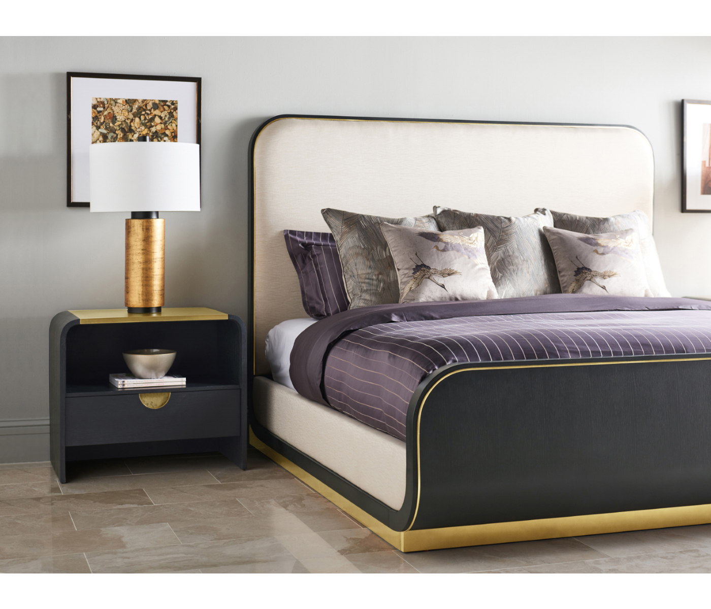 Fusion Curved Ebonised Oak US King Bed