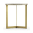 Geometric Round Oak & Brass End Table