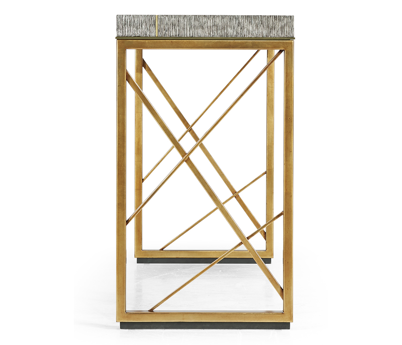 Geometric Dark French Oak & Gilded Console Table