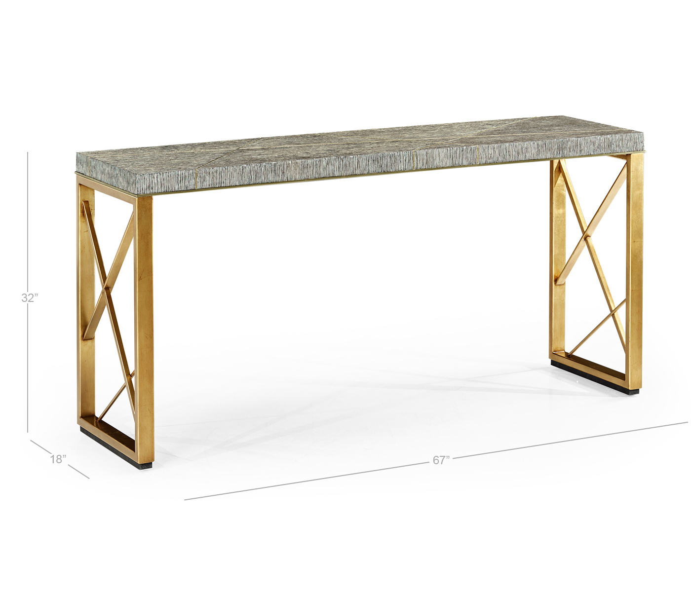 Geometric Dark French Oak & Gilded Console Table