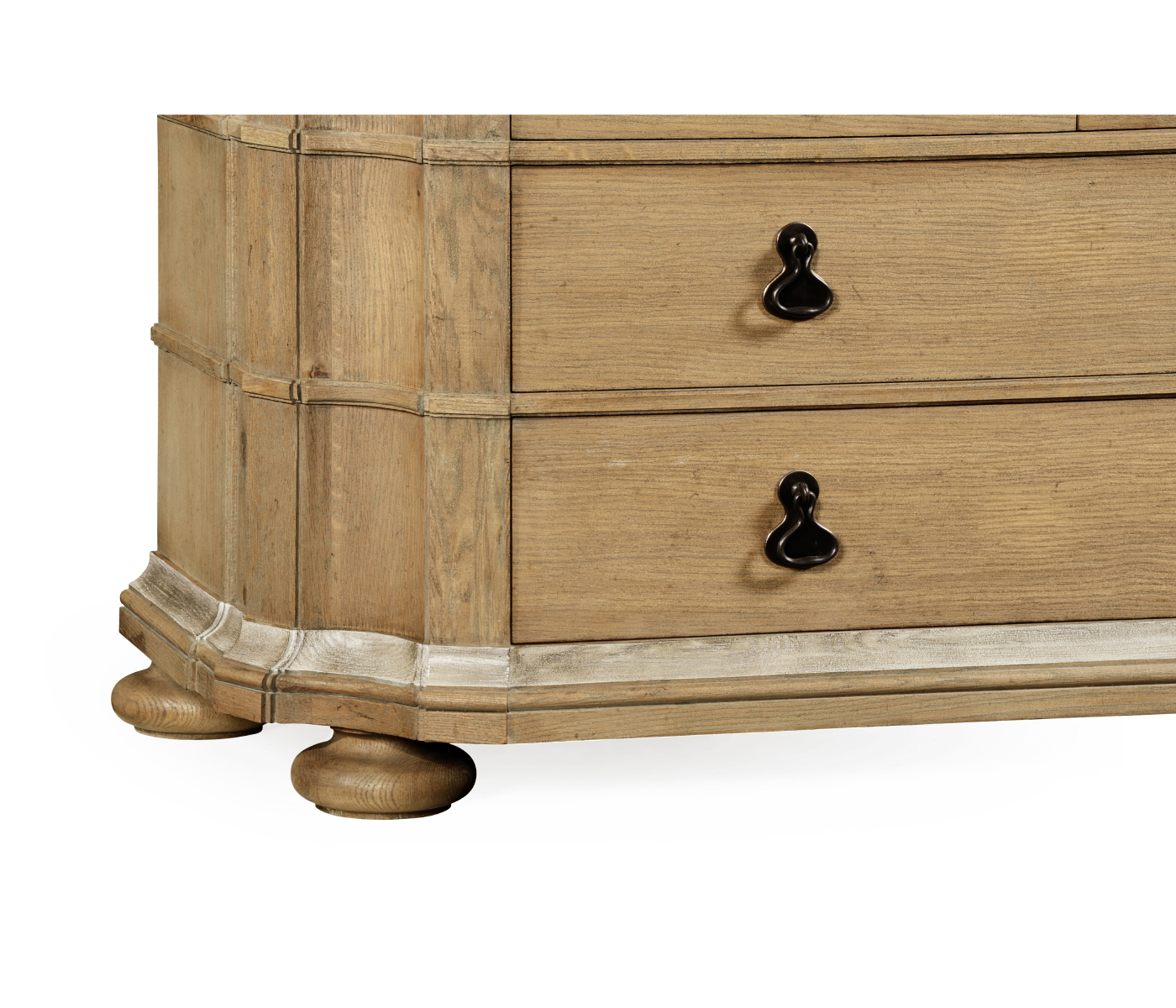 Oulton Vintage Oak Cabinet with Glass Doors & Wooden Shelves